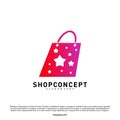 Star Shop Logo Design Concept. Shopping center Logo Vector. Shop and gifts symbol