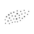 Star Shower vector, black illustration isolated on background. Black star shooting with an elegant star. Meteoroid, comet, asteroi
