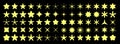 Star silhouette icons. Yellow ranking stars and favourite icon silhouettes vector set Royalty Free Stock Photo