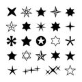 Star silhouettes. Rising christmas stars, abstract geometric cosmos starry symbols. Different reward, rating vector