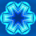 star with soft lights, blue lights, luminous star, blue background, polygon with lights, spaceship, star azul, flower with lights