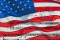 Star spangled banner music sheet on usa stars and stripes flag Royalty Free Stock Photo