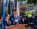 The star-spangled banner sung at the Annual Memorial Day Parade and Ceremony. In front of the