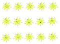 Bright green emoji icon set. Kawaii star emoticon collection. Cute stars facial expressions pack. Cartoon vector stock. Emoticon. Royalty Free Stock Photo