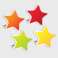Star stickers set with scissors Royalty Free Stock Photo