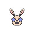 Star-Struck rabbit emoticon filled outline icon