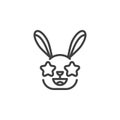 Star-Struck rabbit emoticon line icon