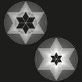 Star symbol icon. Black background vector. Layered geometric shape. Abstract glowing figure. Royalty Free Stock Photo