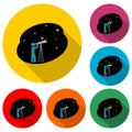 Star and telescope on white background icon or logo, color set with long shadow Royalty Free Stock Photo