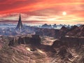 Star Temple and Vortex Chasm on Alien Desert World Royalty Free Stock Photo