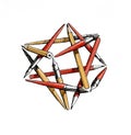 Star tetrahedron of the brushes, pencils, pens - color