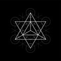 Star tetrahedron from Metatrons cube, sacred geometry illustration on black