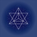 Star tetrahedron from Metatrons cube, sacred geometry vector illustration on technical paper