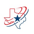 star texas map logo design vector in blue and red flags color Royalty Free Stock Photo