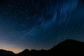 Star trail in mountain