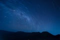 Star trail over Mount Bromo volcano in Bromo Tengger Semeru National Park