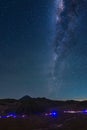 Star trail over Mount Bromo volcano in Bromo Tengger Semeru National Park Royalty Free Stock Photo