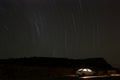 Star trail on top of a mountain in Oman