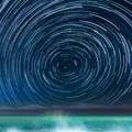 Star-trails above the Caribbean sea Royalty Free Stock Photo