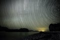 Star trails above an empty beach in Baja California Sur, Mexico