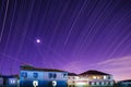 Star trails Across Plane Light Trails Royalty Free Stock Photo