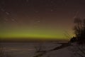 Star trails with Aurora Borealis Royalty Free Stock Photo