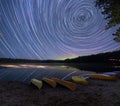 Star Trails with aurora borealis