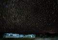 Star Trails in Elephant Butte, NM, over RVs. Royalty Free Stock Photo