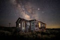 Star Trails and Milky Way California Eastern Sierras in Bodie Royalty Free Stock Photo