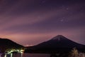 Star trails and Mount Fuji at twilight, the World Heritage Royalty Free Stock Photo