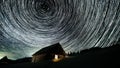 Star trails in the night sky Royalty Free Stock Photo