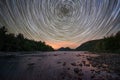 Star Trails over Jordan Pond in Acadia National Park Royalty Free Stock Photo