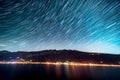 Star Trails over Lake Garda Royalty Free Stock Photo