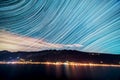 Star Trails over Lake Garda Royalty Free Stock Photo