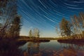 Star Trails Over Lake Royalty Free Stock Photo