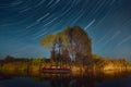 Star Trails Over Lake Royalty Free Stock Photo