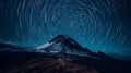 Star Trails over Mountain Peak. Natural Background Royalty Free Stock Photo