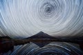 Star Trails over Mt. Taranaki, New Zealand Royalty Free Stock Photo