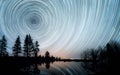 Star Trails over the Pond Royalty Free Stock Photo