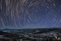 Star trails in the sky on a starry night Royalty Free Stock Photo