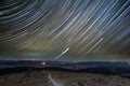 Star trails in the sky on a starry night Royalty Free Stock Photo
