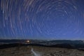 Star trails in the sky on a starry night Royalty Free Stock Photo