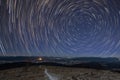 Star trails in the sky on a starry night Royalty Free Stock Photo
