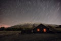 Star Trails On Winter Etna Mount And Galvarina Refuge, Sicily