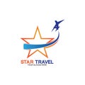 Star travel logo design. Travel agency logo design. Amazing destinations creative symbol concept