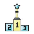 Star trophy on winner podium. Vector illustration decorative background design Royalty Free Stock Photo