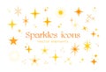 Star twinkle. Festive or party decoration elements, bright glitter yellow icons, award spark or shiny star, geometric