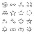 Star vector icon illustration set. Contains such icon as Rating, Glossy, Review, firework, twinkle, glow, glitter, Starry night, a Royalty Free Stock Photo