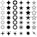 Star vector icons set. Sparkles sign, shining burst logo. Illustration symbols star isolated on white background.