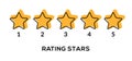 Star vector rate 5 review icon. Five star rate yellow row quality gold symbol ranking